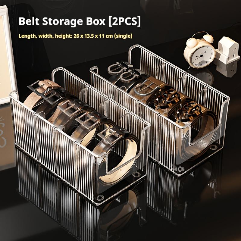 

Прозрачный ящик для хранения галстуков и ремней, акриловый органайзер для ящика гардероба, подставка для демонстрации мужских ремней, ящик для хранения ремней, принадлежности для хранения в гардеробе 2PCS прозрачный