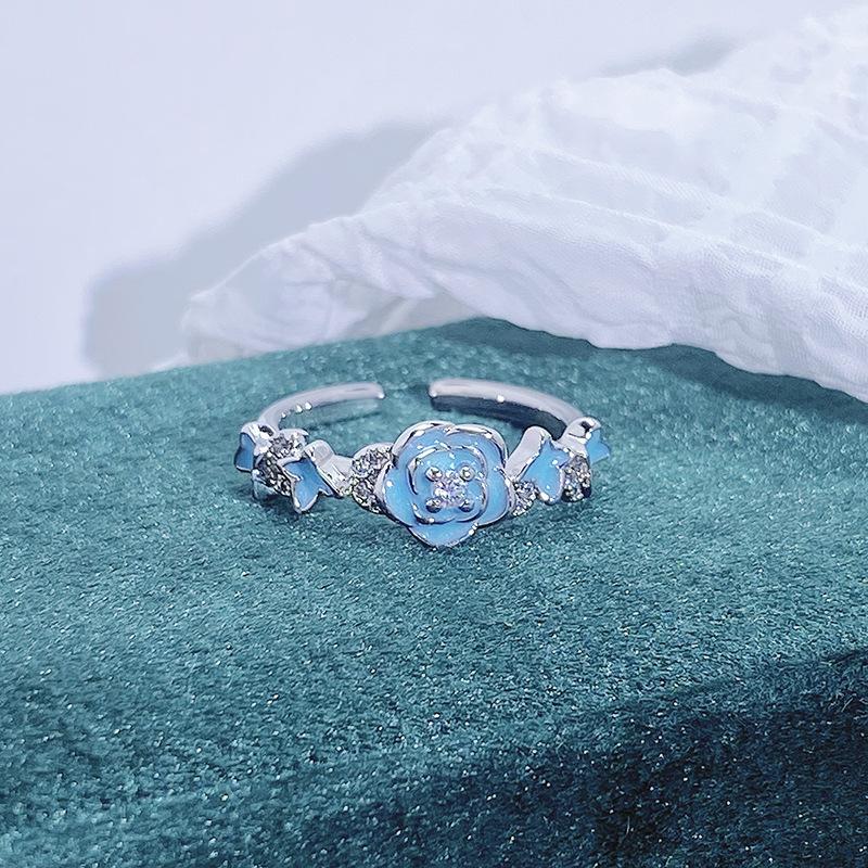 Small Fresh Enamel Oil Dripping Butterfly Cool Feeling Open Ring Women'S High Sense Stacking Wearing Niche Design Ring