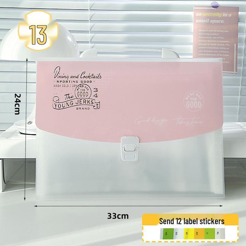 Папка-органайзер формата А4 с 13 карманами и застежкой-молнией розовый 990₽