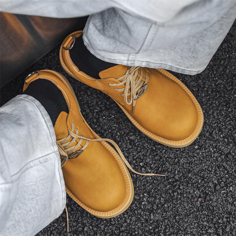 Derby Shoes Men's 2024 Spring and Summer New Mickey Big Head Shoes Big Yellow Boots Round Head Fashion Leather Shoes 177177-J
