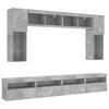 8 Piece TV Wall Unit with LED Lights Concrete Grey