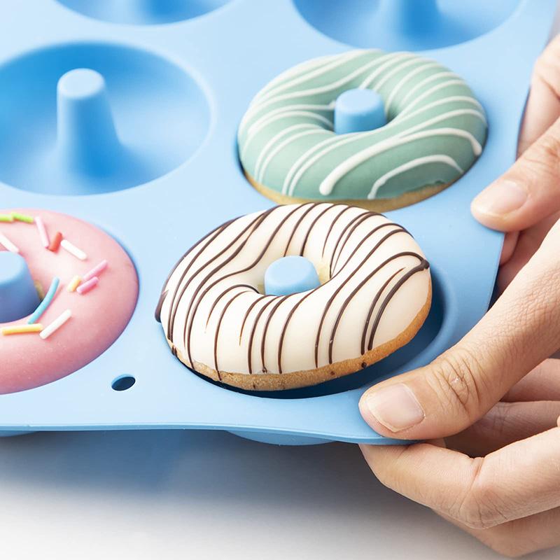 Silikon-Donutform 6 Donuts Lebensmittelqualität Antihaft-Silikon-Backform Spülmaschinenfest Hitzebeständig und Mikrowellengeeignet