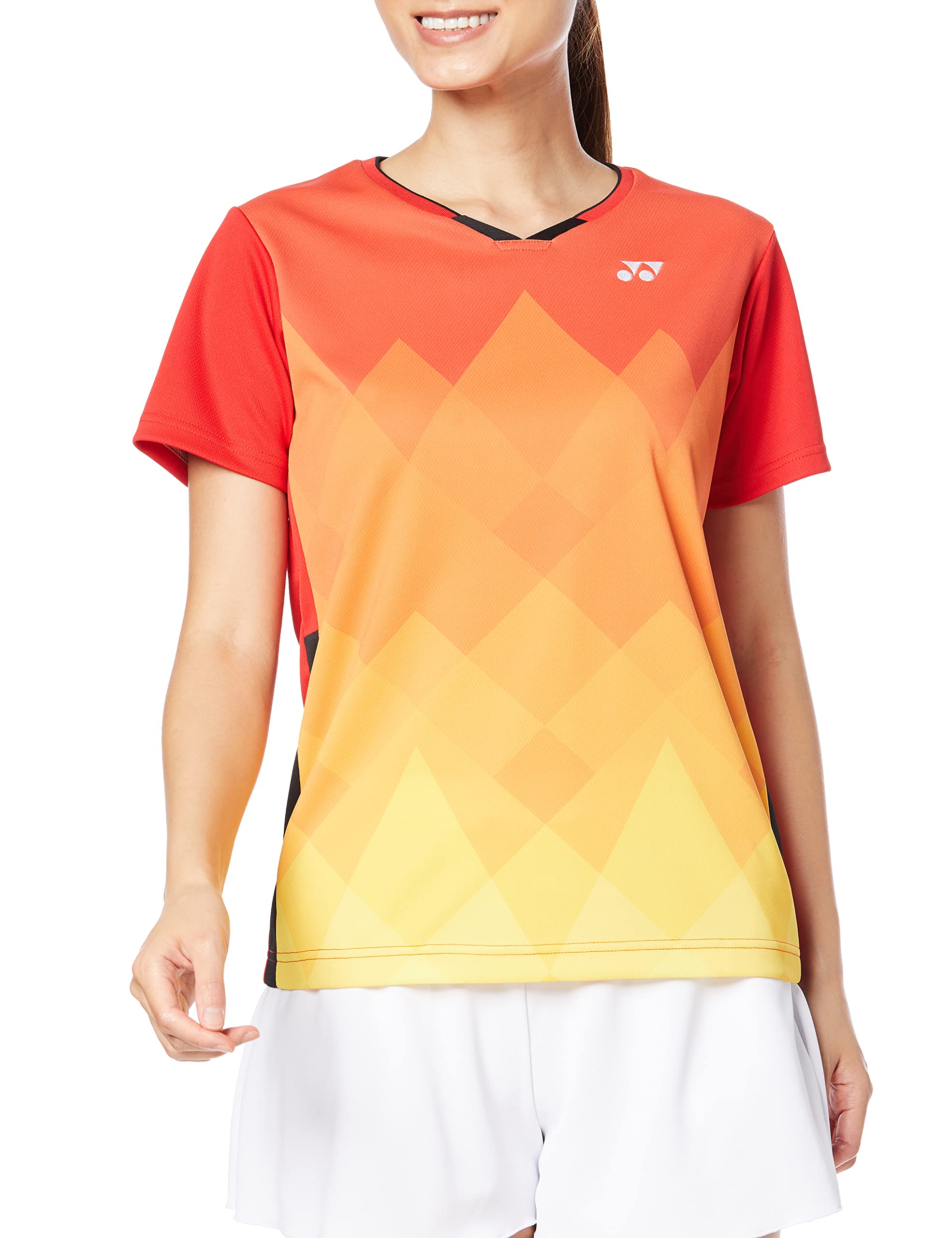 

Yonex Short Sleeve Game Sunset Red Size S Women s Shirt, (496),