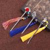 Chinese Style Vintage Classic Metal Bookmark Tassel Beads School Office Supplies
