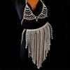 Body Chain For Women With White Crystal Water Drip Pendant For Bridal Gift