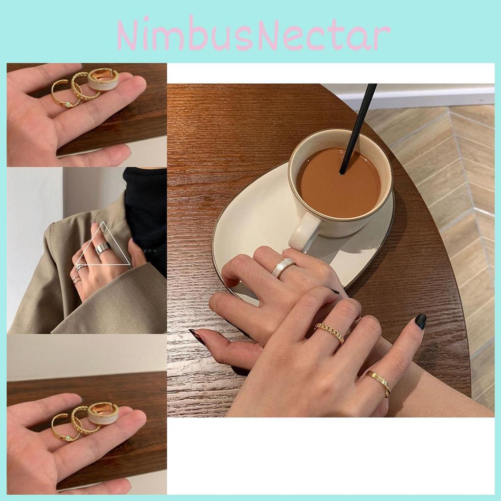 Stylish Minimalist Three Piece Ring Set In Copper With Unique Geometric Shapes For Women