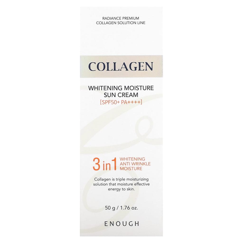 Enough, Collagen, Whitening Moisture Sunscreen Cream, SPF 50+ PA++++, 50g (1.76oz)