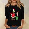 3/4 Sleeve Tops For Women T-Shirt Casual Christmas Print Tops T Shirt Round Neck Pullover Blouse