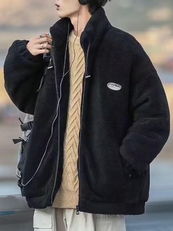 Men's Winter Japanese Cityboy Cotton Jacket - Thickened Lambswool Stand Collar Coat, Loose Korean Style