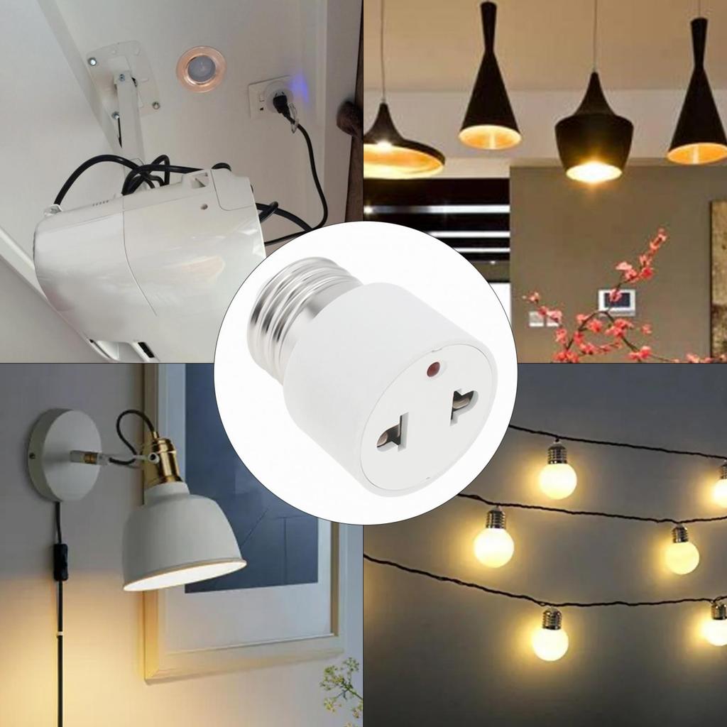 2 Prong Plug To E26 E27 Socket Adapter Medium Base Light Socket Outlet Adapter