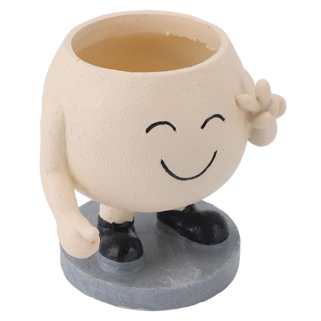 Blumentopf Niedliches Lächeln Stehend Sukkulenten-Blumentopf Lichtechter Harz-Pflanztopf für Gartenhof