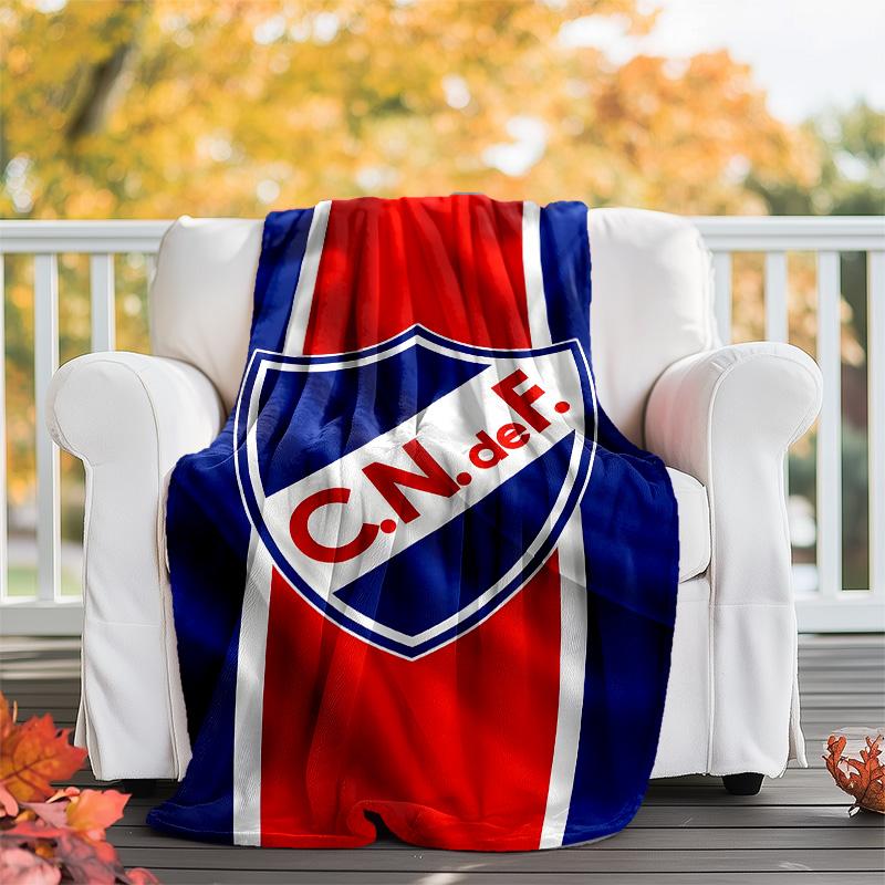 1pc Club Nacional de Football Theme Blanket - Digital Print, Polyester, Cozy for All Seasons, Perfect for Outdoor, and Travel
