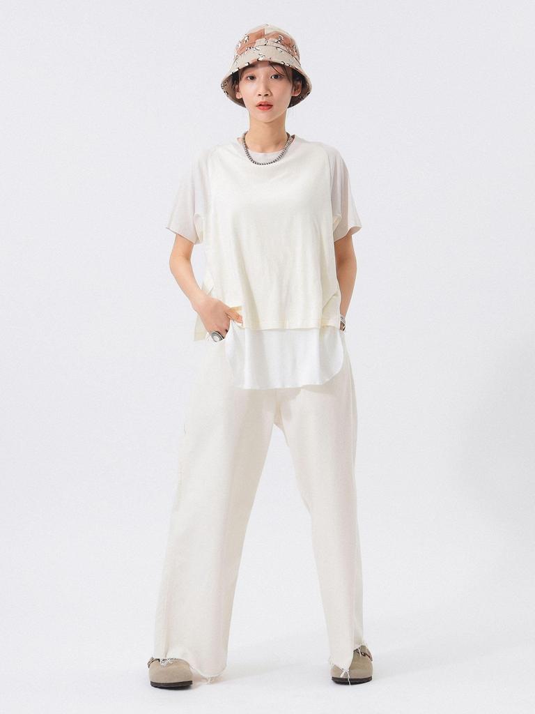 Beams Boy S/S Layered Short Sleeve Tee, Women's, Beige, Free Size