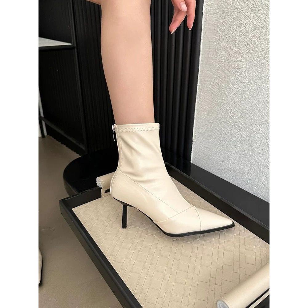 Women's Pointed Toe Stiletto Ankle Boots - Fleece-lined, Slimming Design for Autumn/Winter 2025