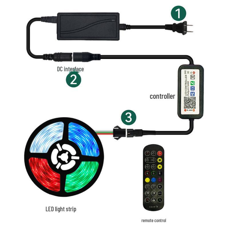 Lotus Lantern Bluetooth Smart LED Controller: 24-key, Mobile App, Seven-Color Running Horse Effect, Dreamcolor Light Strip