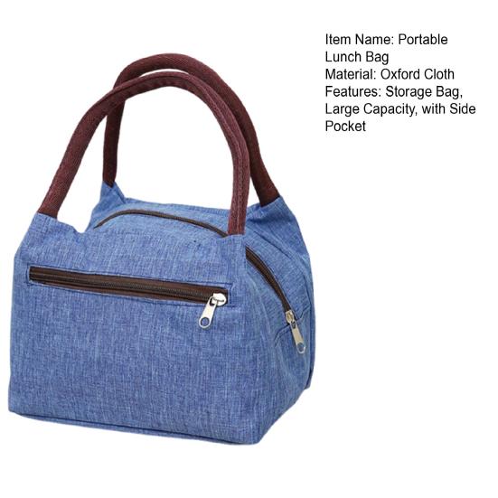 Portable Lunch Bag Thickened Oxford Waterproof Lunch Box Large Opening with Comfortable Handle for Work Travel And Mommy Bag