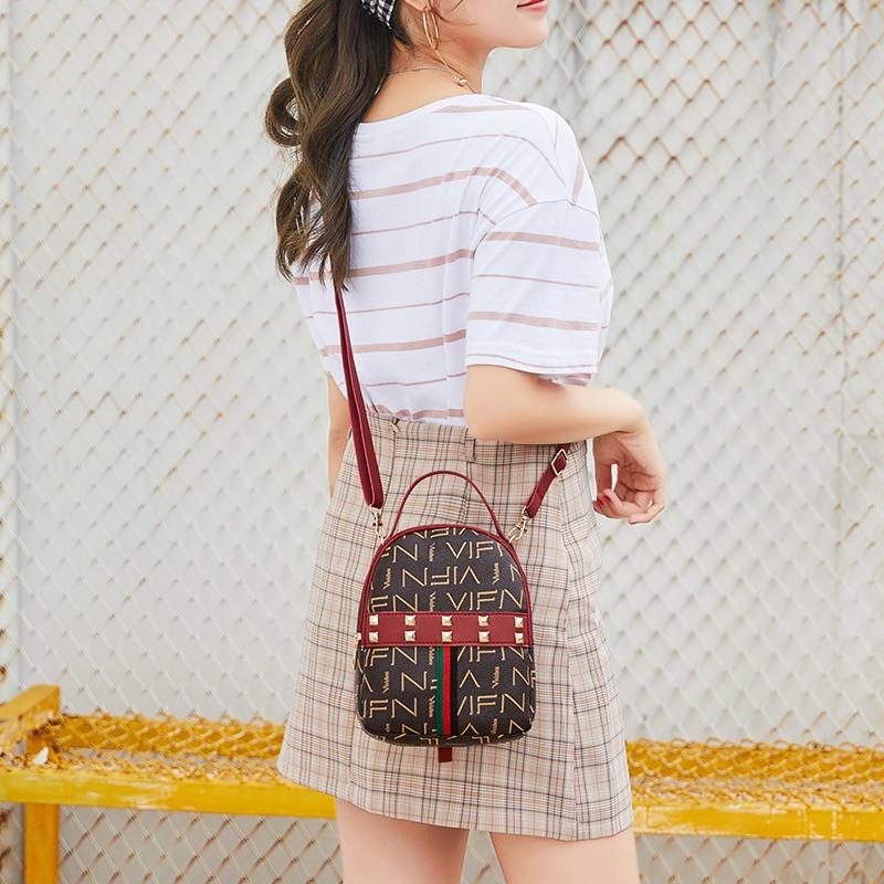 Multifunctional backpack, personalized fashion, rivet printing, student leisure trend women's bag
