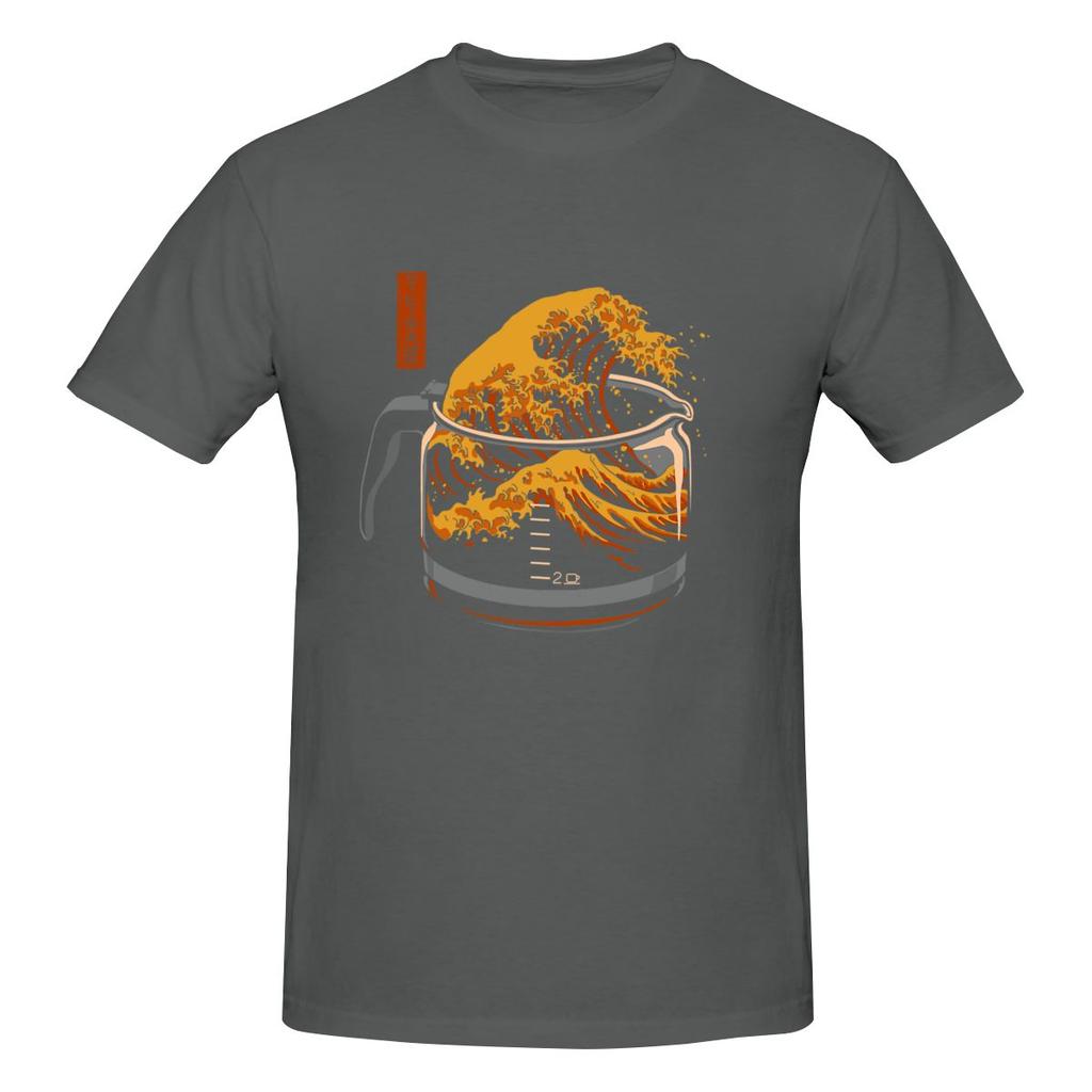 The Great Wave Of Coffee American Retro Tshirt Japanese Style Minimal Highdefinition Printing Tee