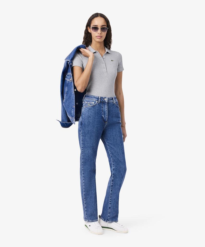 LACOSTE Women'S Slim Fit Rib Knit Polo Shirt Df5377-56G Cca
