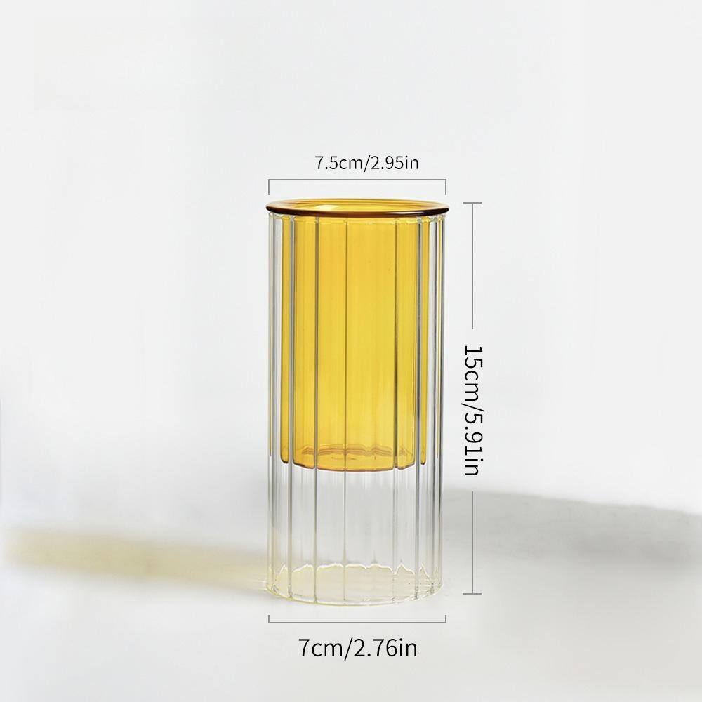 

Nordic Striped Colored Glass Vase Creative Detachable Hydroponic Flower Vase Living Room Desktop Decoration Home Decor жёлтый