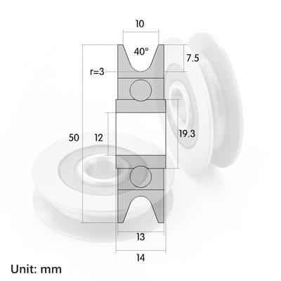 12*50*13Mm Groove Wheel Metal U-Groove Steel Wire Rope Lifting Wheel Bearing
