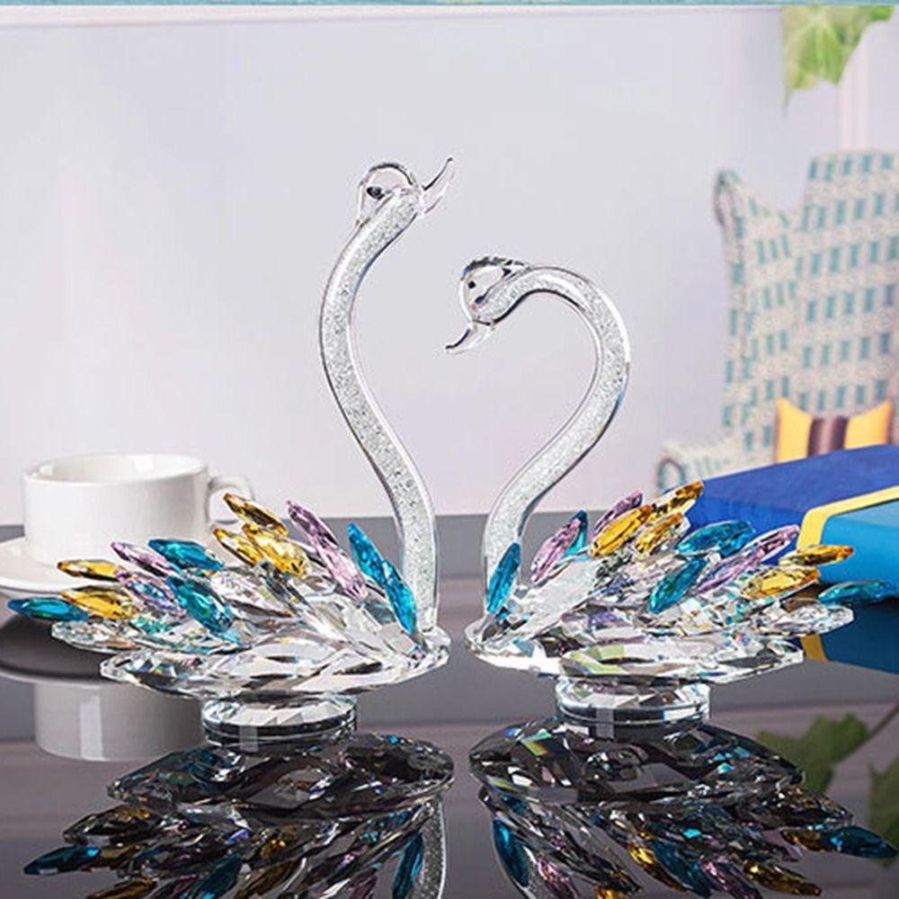 Elegant Swan Statue Creative Crystal Desktop Ornaments Crystal Swan Figurine  Home Decoration