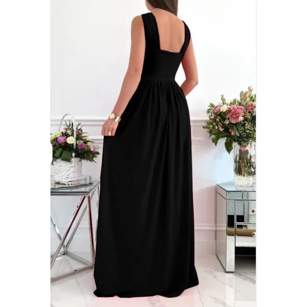 Summer Women's Sleeveless Hanging Neck Backless Hem Split Dresses