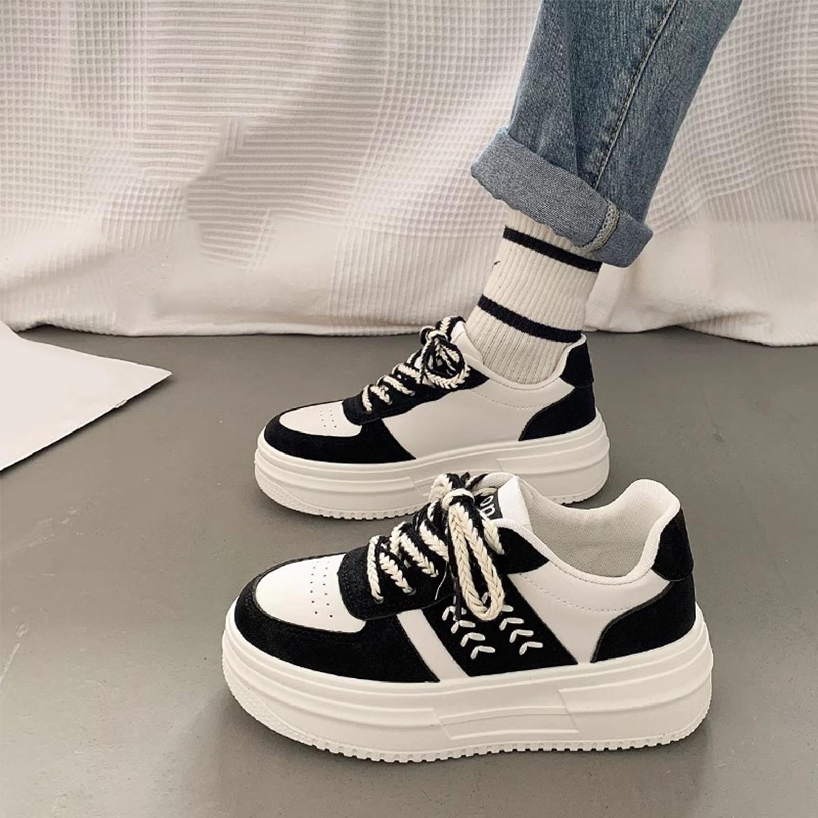 Thick Soled Sponge Cake Shoes For Women In Spring And , Casual And Versatile Sports Board Shoes, Height Increasing Small Shoes 40