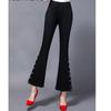 korean fashion 2022 summer high waist Women's beading split up Capris pants for women skinny flare pants woman trousers  black