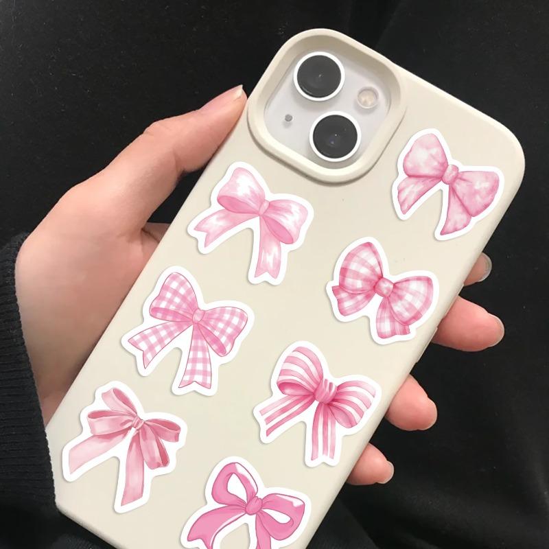 500 Sheets Per Roll of Cute Cartoon Pink Bow-shaped Sticker Decorative Stickers for Mobile Phones and Water Bottles, Water-resistant.