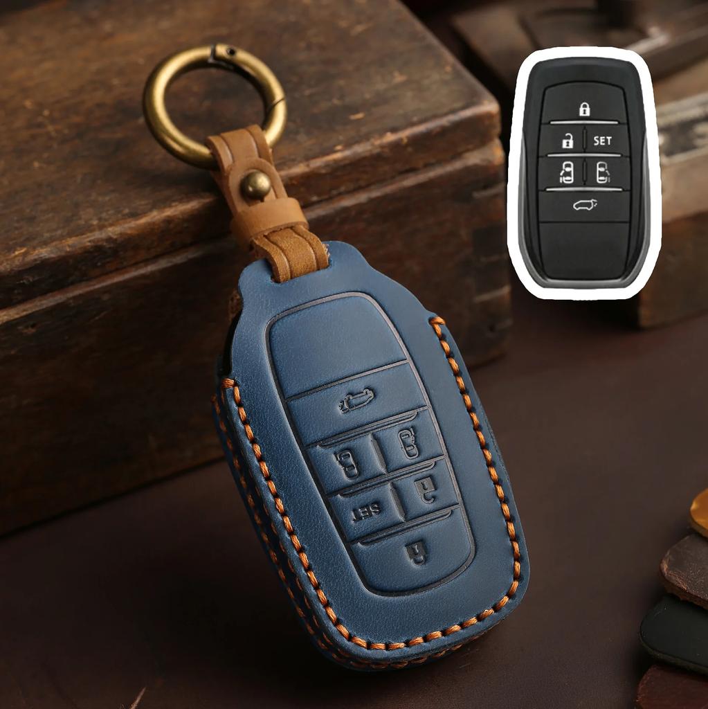 For TOYOTA Sienna RAV4 VENZA Mirai Hybrid Vehicles Alphard PREVIA Voxy Keyless Go Remote Leather Car Key Cover Case Keychain Set