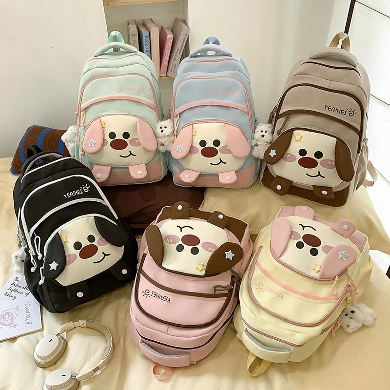 New Japanese ins high value fresh and sweet original style cute dog backpack female spine large capacity backpack