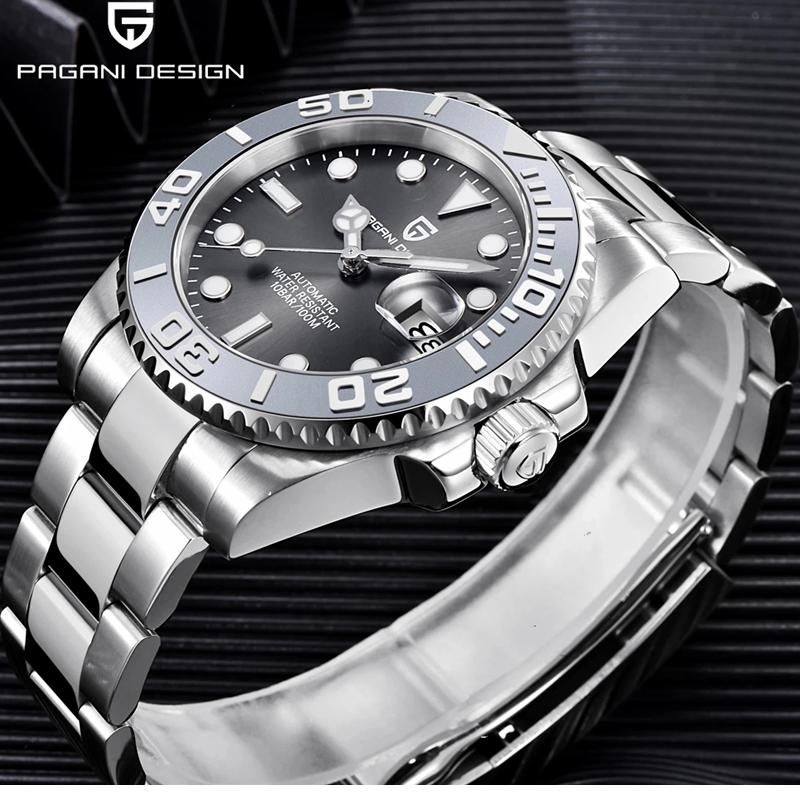 PAGANI DESIGN V2 Japan Mov't 40MM Luxury Men Mechanical Watch Sapphire Glass Ceramic Bezel Automatic Diving Watches for Men