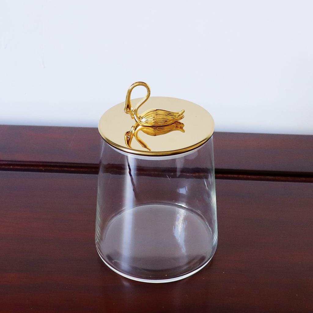 Aufbewahrungsglas aus klarem Glas mit Deckel Goldener Elch Bonbonglas Zuhause Multifunktional Nuss Kaffeebohne Kräuter Aufbewahrungsflasche Küchenbehälter