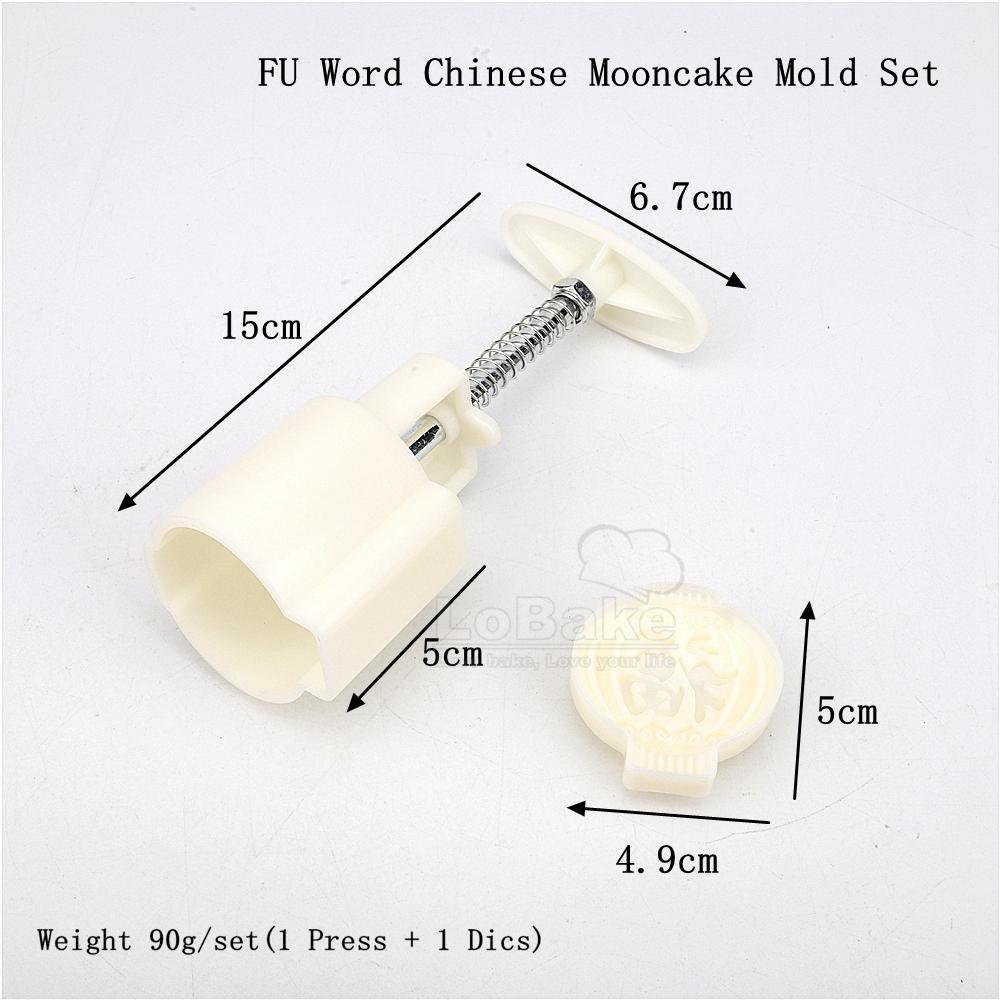 50g Fu Word and Peanut Shape Mooncake Plunger Mold with 1 Dics Mid Autumn Festival Chinese New Year Rice Cake Mould DIY Bakery