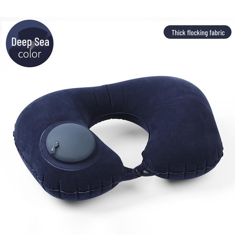 Pressing Inflatable U-Shaped Travel Pillow: Portable Airplane Headrest & Nap Neck Support