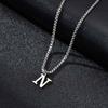 Simple A-Z Letter Necklace for Men Waterproof Stainless Steel 26 Letters Pendant Necklace Men’s Minimal Initial Necklace