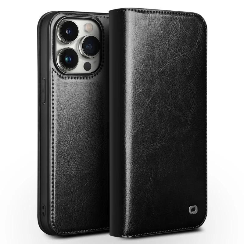 Luxury Thin Case for IPhone15 14 13 12 11 Pro Max Mini Genuine Leather Fashion Cover for XR XS Max 7 8 14 Plus Card Slot