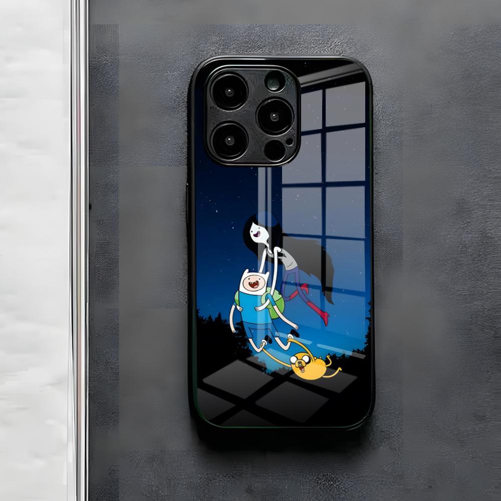 A-AdventureS Cartoon-T-Time-AT Phone Case For IPhone 17 Air 16 E Pro Max 15 14 13 Mini 12 Pro 11 Max Plus Black Glass Cover
