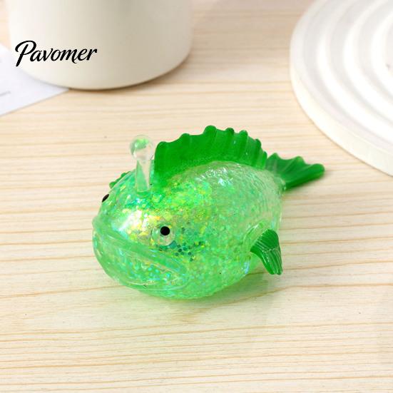 Glitter Stress Ball Lantern Fish Sugar Clear Sea Squeeze Fidget Toy Soft Stretch Anxiety Relief Sensory Hand Relaxation Tool Elastic