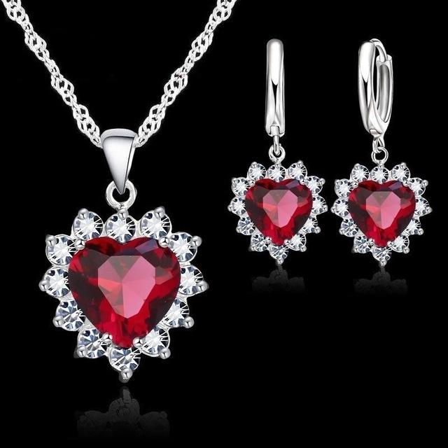 

Top Sale Wding Engagement Anniversary Gift Jewelry Sets Heart Pendant Hoop Earrings for Women Girls