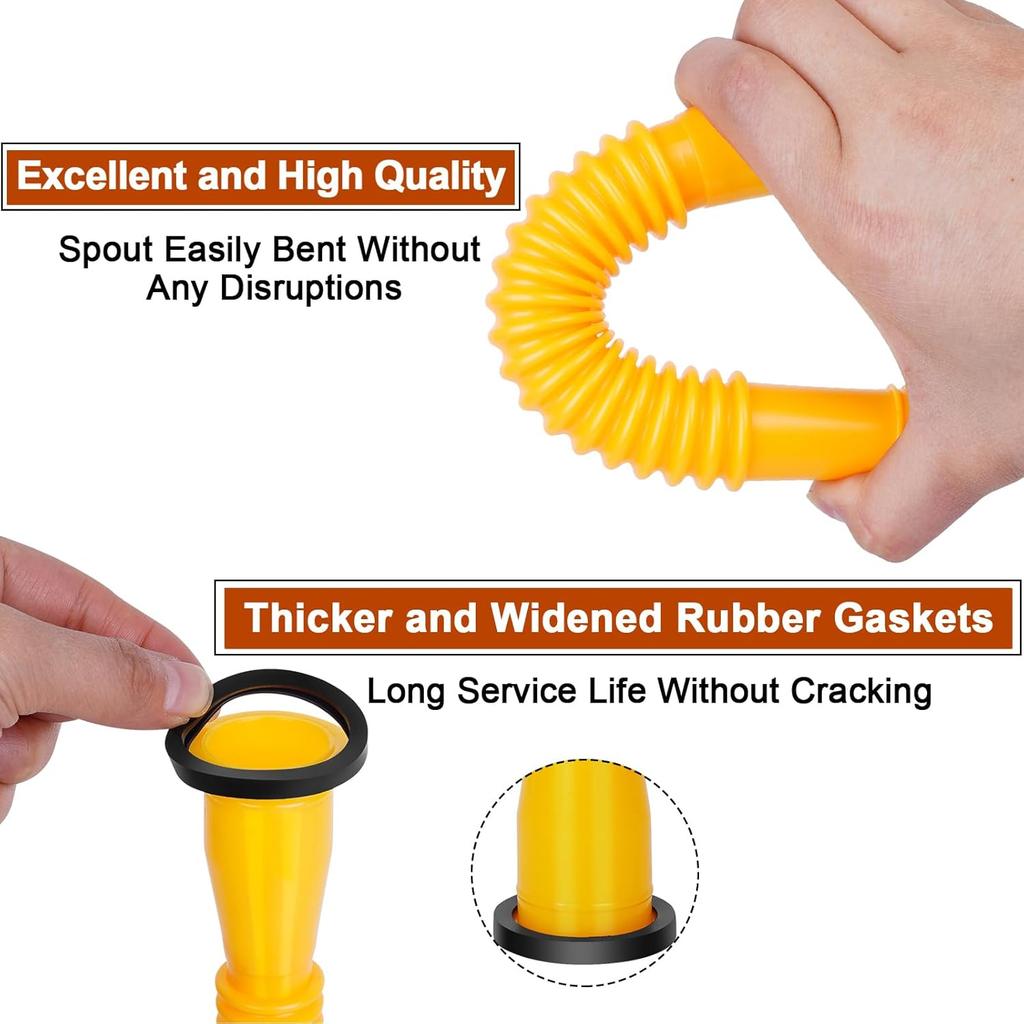 Gas Can Spout Replacement, (5 Kit-Yellow) Gas Can Nozzle Suitable For Most 1/2/5/10 Gal Oil Cans, Flexible Gas Spout Replacement, Fuel Can Pour Spout