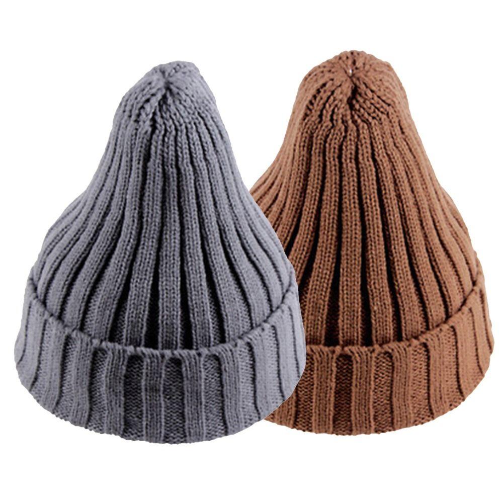 New Warm Beanie Soft Knitted Hip Hop Cap Solid Color Skullies Women Men