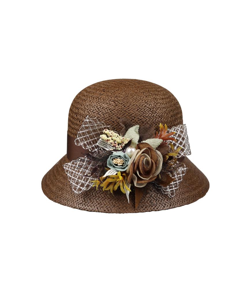Kaliseumontapone Verdi Flower Raffia Cloche Hat