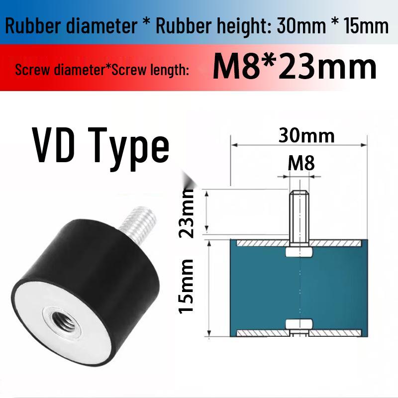 VD Type Cylindrical Rubber Vibration Isolator Pad with Inner & Outer Thread – NHE02 Motor Shock Absorbing Foot Pad