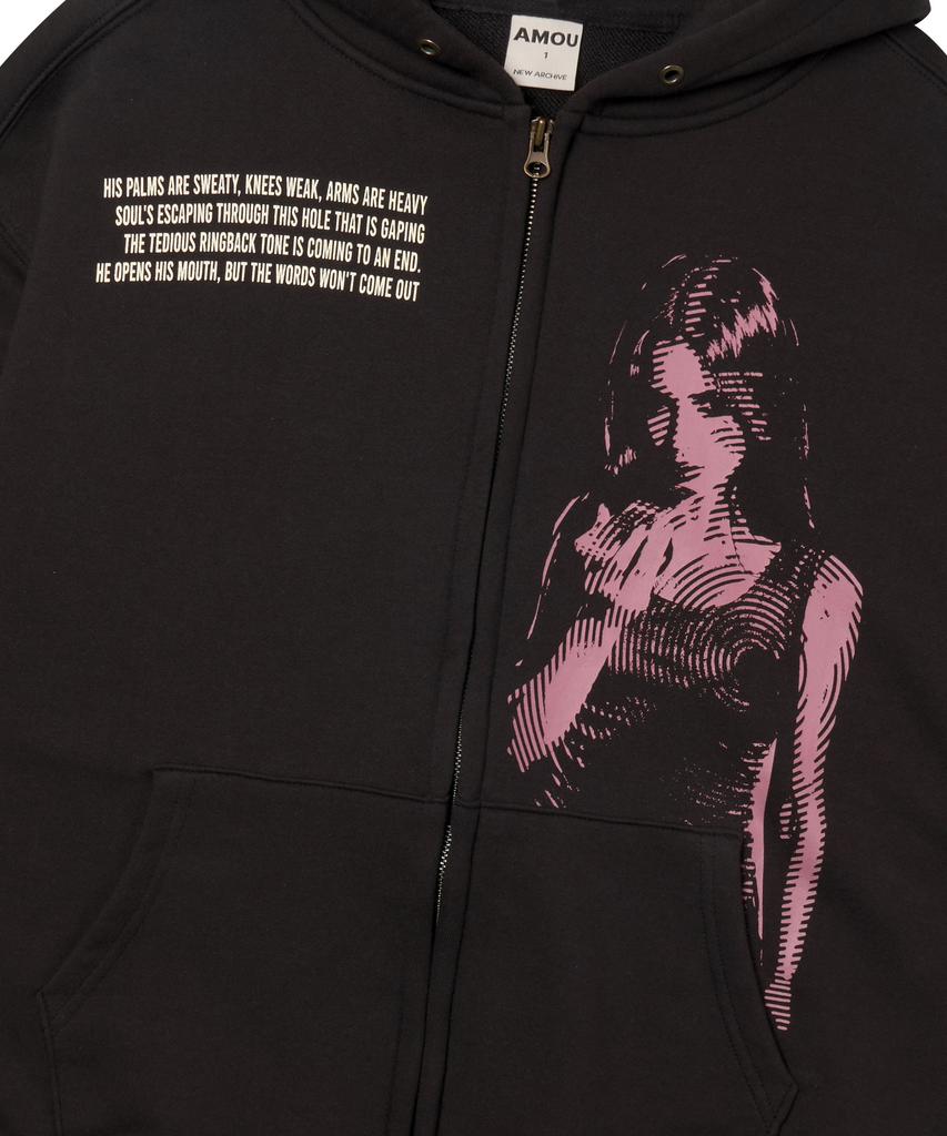 Amou Call Back Hoodie Zip-Up Black