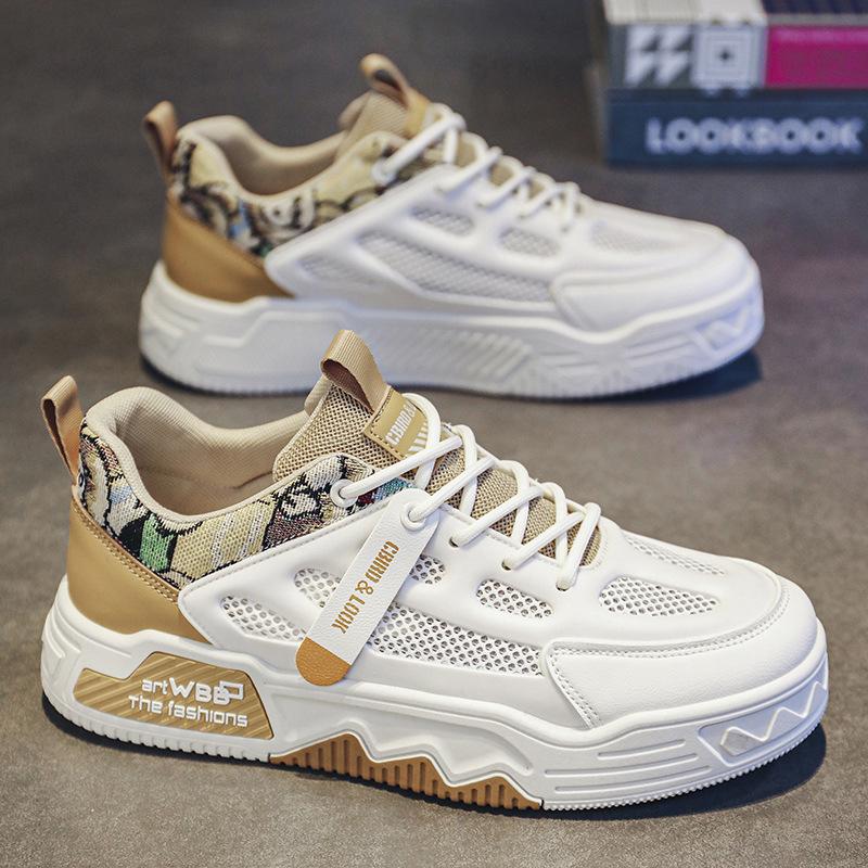 

Мужские повседневные кеды на шнуровке с низким верхом, в тон, дышащие, с толстой подошвой, увеличивающие рост, для активного отдыха 44