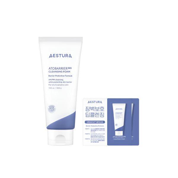 AESTURA NEW Atobarrier 365 Cleansing Foam Ceramide Panthenol Amino Acid Moisture Barrier Cleanser Set 200g + (3g x2)