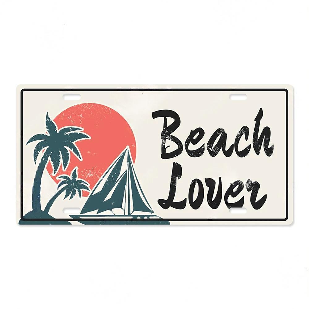 Summer Beach License Posters Wall Decor Plate Meal Sign Plaque Metal Vintage Tin Sign Room Decoration for Bar Pub