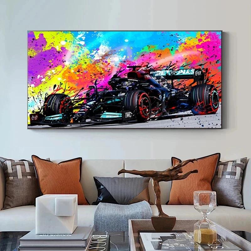 Modern Popular Wall Art Racing F1 Colorful Oil Painting Hd Canvas Poster Prints Home Bedroom Living Room Decoration Gifts
